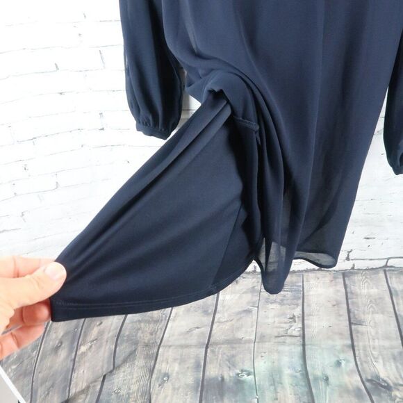 SEQUIN HEARTS BLUE WITH SEQUIN DETAIL LONG SHEER SLEEVE WITH CUTOUT FLOWY DRESS - Picture 9 of 11